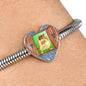Golden Hamster Art Print Heart Charm Steel Bracelet