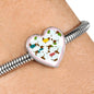 Dachshund Dog Art Print Heart Charm Steel Bracelet