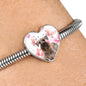 Cesky Terrier Print Heart Charm Steel Bracelet
