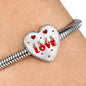 Yorkie Love Print Heart Charm Steel Bracelet