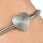 Thoroughbred Horse Print Heart Charm Steel Bracelet