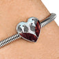 African Grey Parrot Print Heart Charm Steel Bracelet