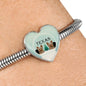 Yorkshire Terrier (Yorkie) Texas Print Heart Charm Steel Bracelet