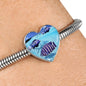 Afra Cichlid Fish Print Heart Charm Steel Bracelet