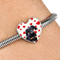 Dachshund Print Heart Charm Steel Bracelet