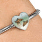 Corydoras Paleatus Fish Print Heart Charm Steel Bracelet