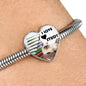 Himalayan Cat Print Heart Charm Steel Bracelet