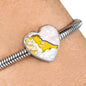 Cockatoo Parrot Art Print Heart Charm Steel Bracelet