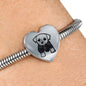 Cute Dog Art Print Heart Charm Steel Bracelet