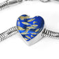 Zebrafish Fish Print Heart Charm Steel Bracelet