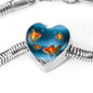Common Goldfish Print Heart Charm Steel Bracelet