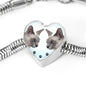 Tonkinese Cat Print Heart Charm Steel Bracelet
