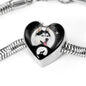 Siberian Husky Dog Print Heart Charm Steel Bracelet