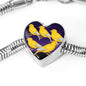 Domestic Canary Bird Print Heart Charm Steel Bracelet