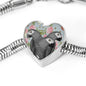 African Grey Parrot Print Heart Charm Steel Bracelet
