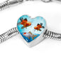 Oranda Fish Print Heart Charm Steel Bracelet