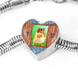 Golden Hamster Art Print Heart Charm Steel Bracelet