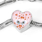 Maltese Dog Print Heart Charm Steel Bracelet