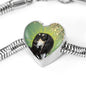 Black Saluki Dog Print Heart Charm Steel Bracelet