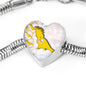 Cockatoo Parrot Art Print Heart Charm Steel Bracelet
