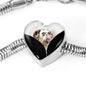 Dalmatian Dog Art Print Heart Charm Steel Bracelet