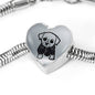 Cute Dog Art Print Heart Charm Steel Bracelet