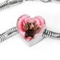 Boykin Spaniel Print Heart Charm Steel Bracelet