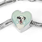 Dalmatian Dog Print Heart Charm Steel Bracelet