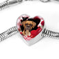 Boxer Dog Print Heart Charm Steel Bracelet
