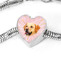 Labrador Retriever Dog Print Heart Charm Steel Bracelet