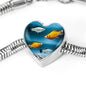 Common Molly Fish Print Heart Pendant Steel Bracelet