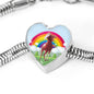 American Paint Horse Print Heart Charm Steel Bracelet