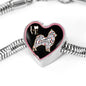 Pomeranian Dog Love Print Heart Charm Steel Bracelet