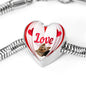 Yorkshire Terrier(Yorkie) Love Print Heart Charm Steel Bracelet