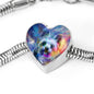 Yorkie Art Print Heart Charm Steel Bracelet
