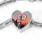Lovely Great Dane Print Heart Charm Steel Bracelet