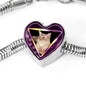 Javanese Cat Print Heart Charm Steel Bracelet