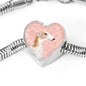 Borzoi Dog Print Heart Charm Steel Bracelet