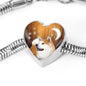 Akita Dog Print Heart Charm Steel Bracelet