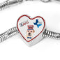 Labrador Retriever Texas Print Heart Charm Steel Bracelet