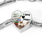 Himalayan Cat Print Heart Charm Steel Bracelet