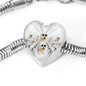 Cute Old English Sheepdog Dog Print Heart Charm Steel Bracelet