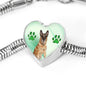 Belgian Malinois Print Heart Charm Steel Bracelet