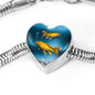 Butterfly Koi Fish Print Heart Charm Steel Bracelet