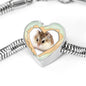 Robo Hamster Print Heart Charm Steel Bracelet