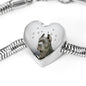 Cane Corso Print Heart Charm Steel Bracelet