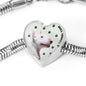Bull Terrier Print Heart Charm Steel Bracelet