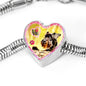 Miniature Schnauzer Dog Print Heart Charm Steel Bracelet