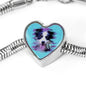 Border Collie Dog Art Print Heart Charm Steel Bracelet