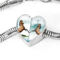 Lusitano Horse Print Heart Charm Steel Bracelet